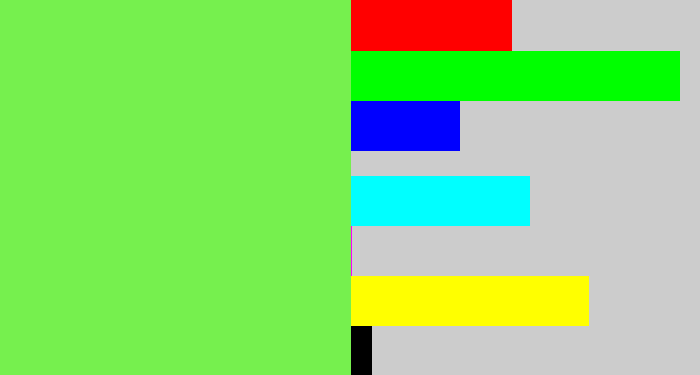 Hex color #76f04e - lighter green