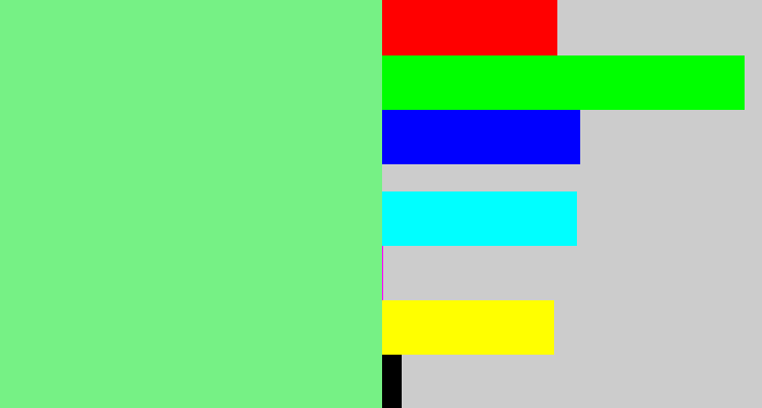 Hex color #76f185 - lightgreen