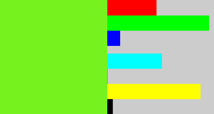 Hex color #76f21f - toxic green