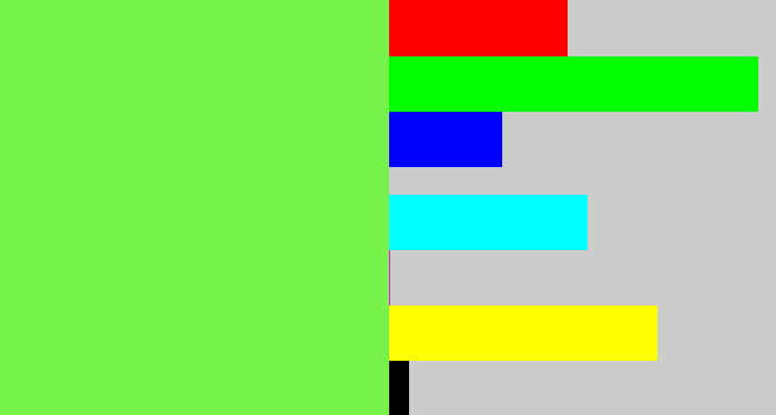 Hex color #76f24b - lighter green