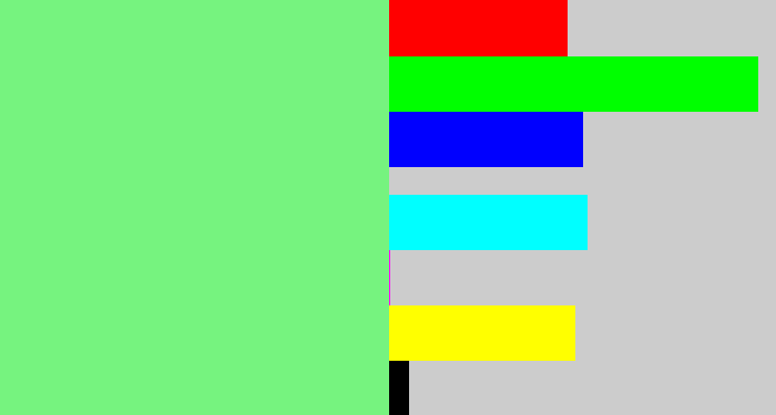 Hex color #76f37f - lightgreen