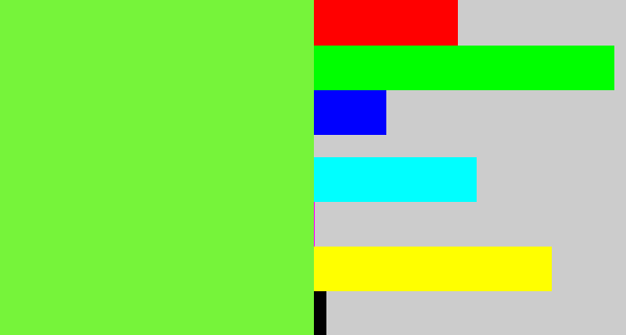 Hex color #76f43a - kiwi green