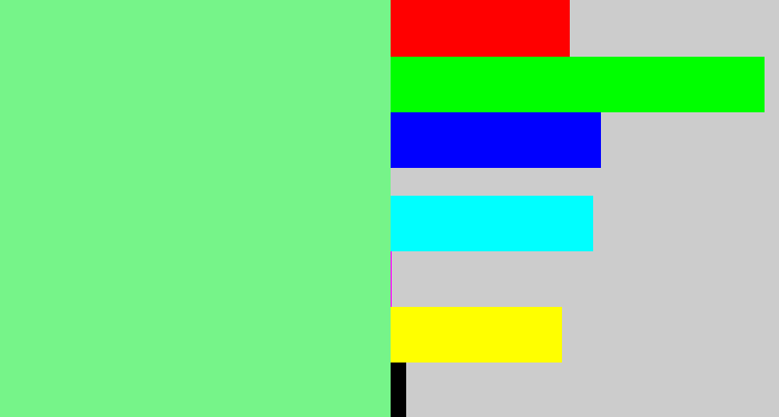 Hex color #76f489 - lightgreen