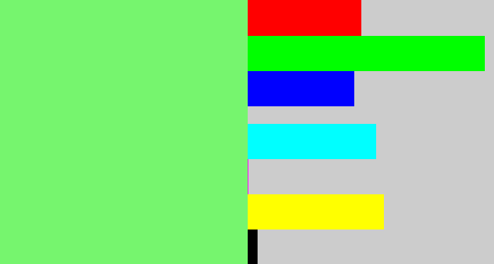 Hex color #76f56e - lighter green