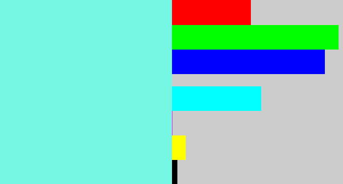 Hex color #76f7e4 - tiffany blue