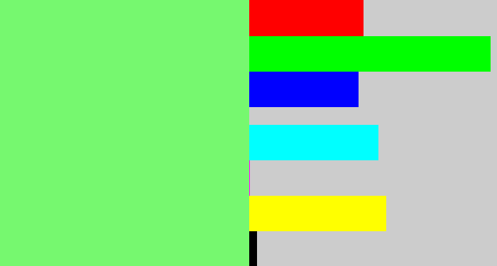 Hex color #76f86f - lighter green