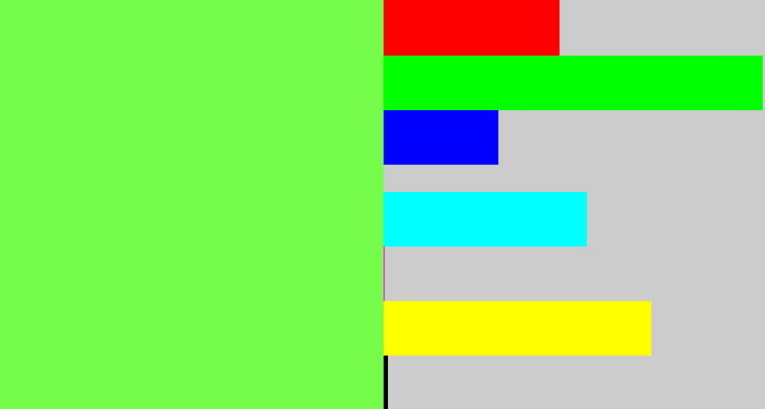 Hex color #76fd4c - lighter green