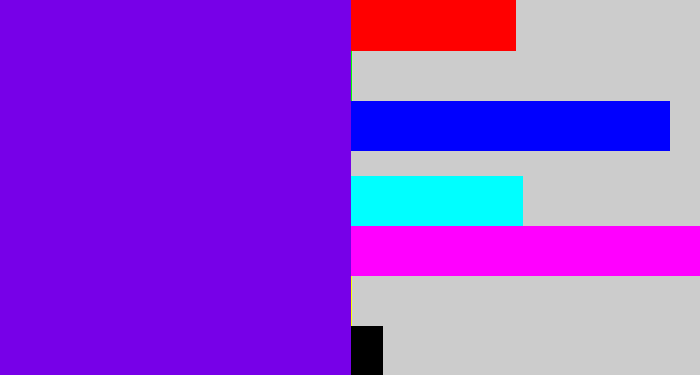 Hex color #7700e8 - blue violet