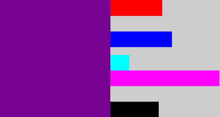 Hex color #770190 - purple