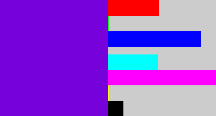 Hex color #7701db - blue violet