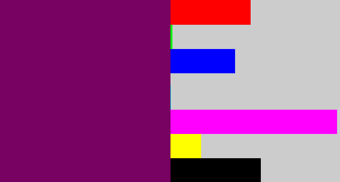 Hex color #770261 - rich purple