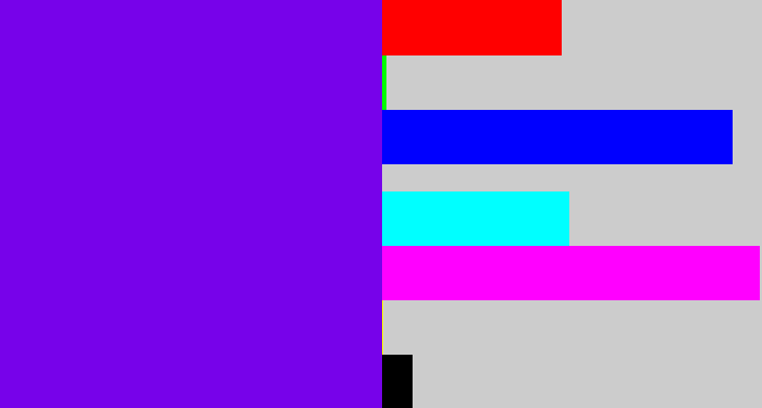 Hex color #7702ea - blue violet