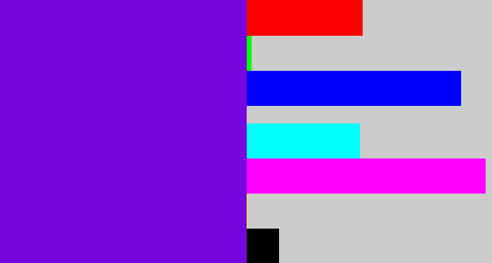 Hex color #7706de - blue violet