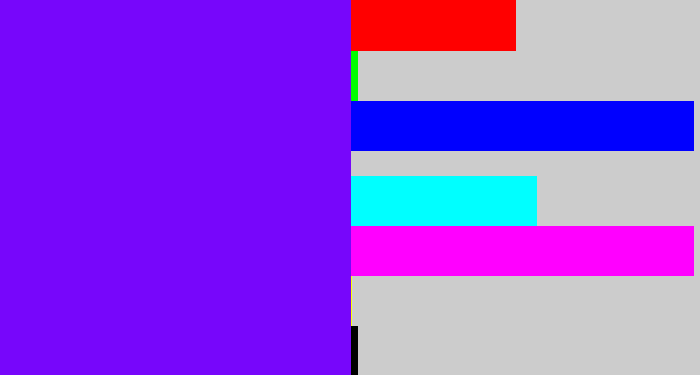 Hex color #7706fb - purply blue