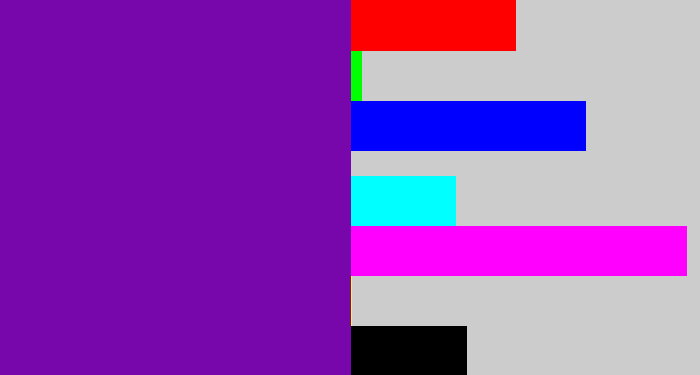 Hex color #7707ab - purple