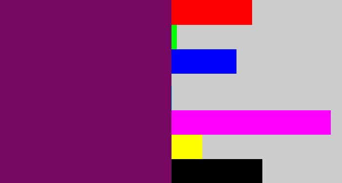 Hex color #770861 - rich purple