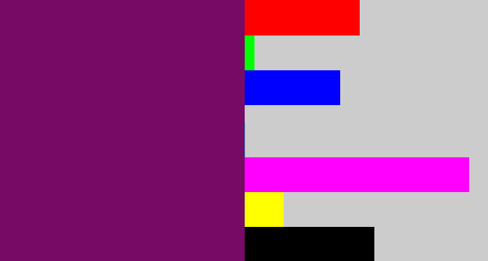 Hex color #770a64 - rich purple