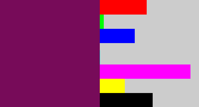 Hex color #770b59 - velvet