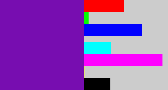 Hex color #770db0 - purple