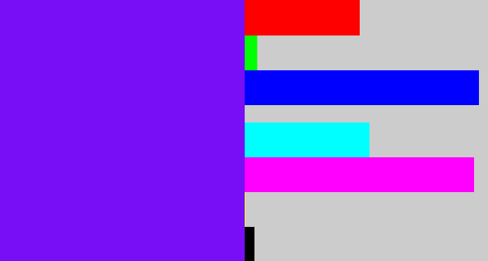 Hex color #770ef5 - purply blue