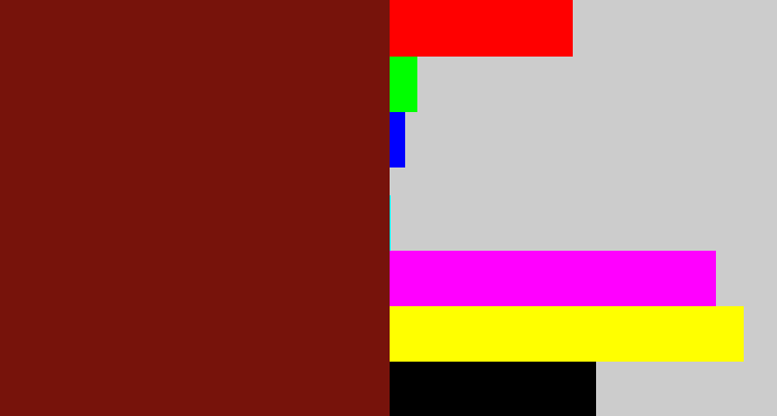 Hex color #77130b - reddy brown
