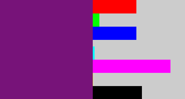 Hex color #771379 - darkish purple