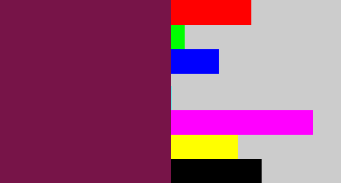 Hex color #771448 - velvet