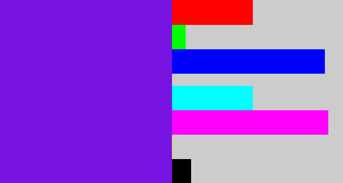 Hex color #7714e2 - purply blue
