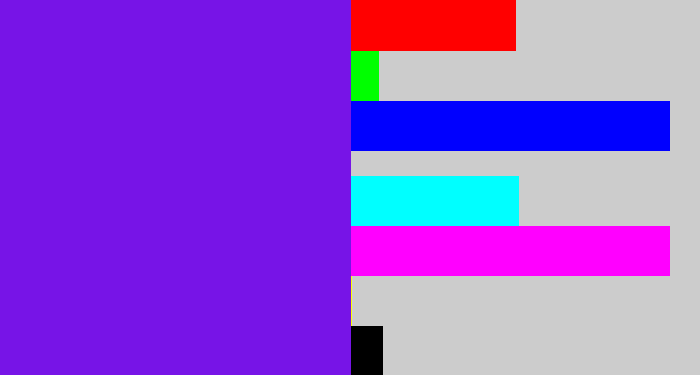 Hex color #7714e7 - purply blue