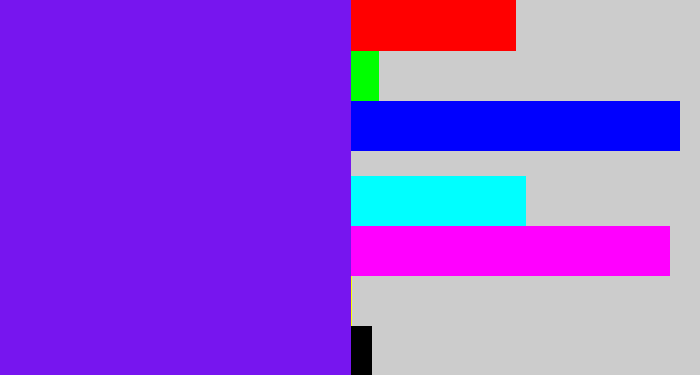 Hex color #7715ef - purply blue