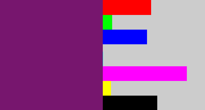 Hex color #77166e - darkish purple