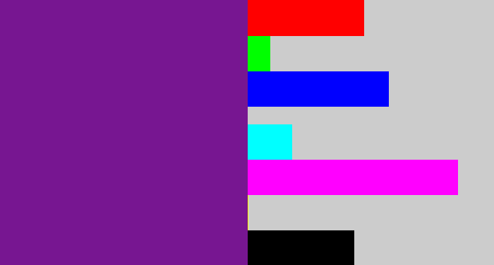 Hex color #771691 - purple
