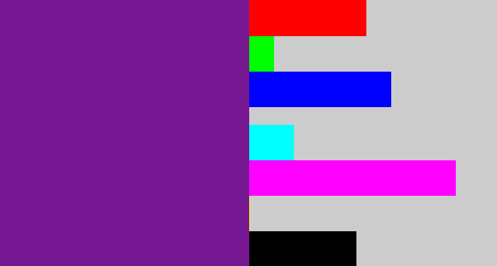 Hex color #771992 - purple