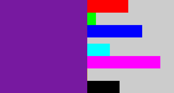 Hex color #7719a0 - purple