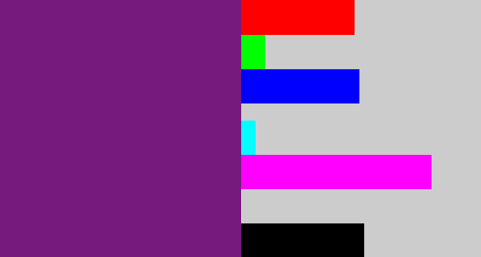 Hex color #771a7e - darkish purple