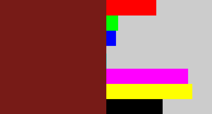 Hex color #771b17 - reddish brown