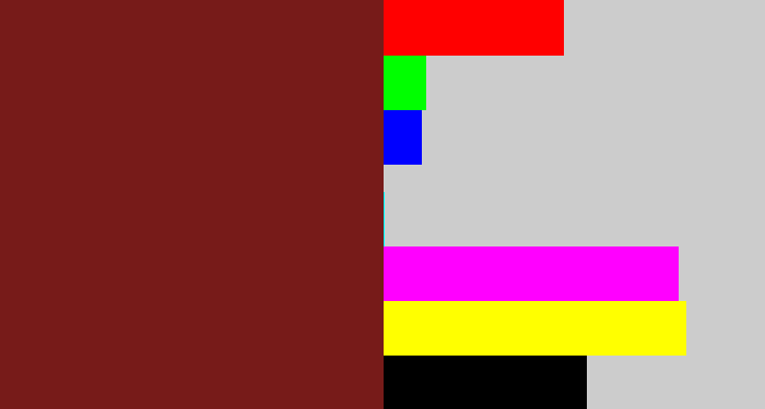 Hex color #771b19 - reddish brown
