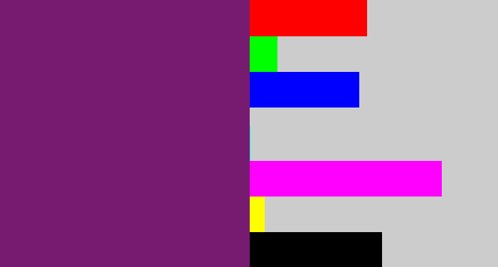 Hex color #771b70 - darkish purple
