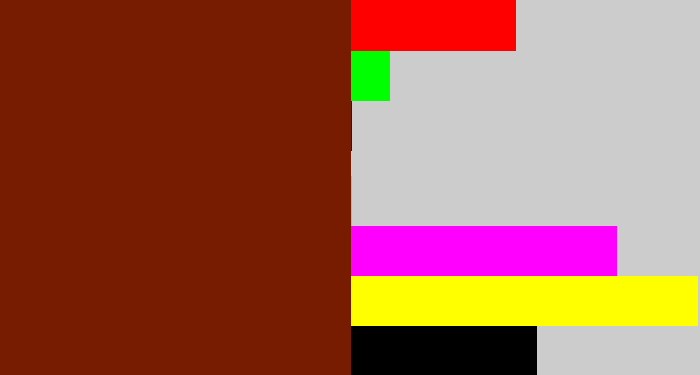Hex color #771c01 - chestnut
