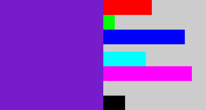 Hex color #771cca - purple/blue