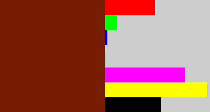 Hex color #771d04 - chestnut