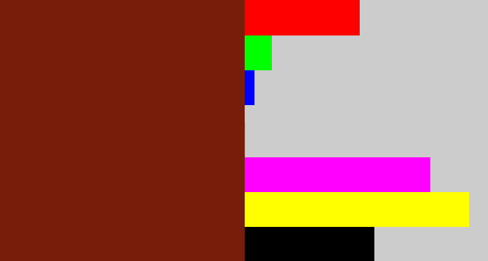 Hex color #771d09 - chestnut