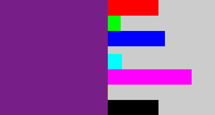 Hex color #771e88 - purple