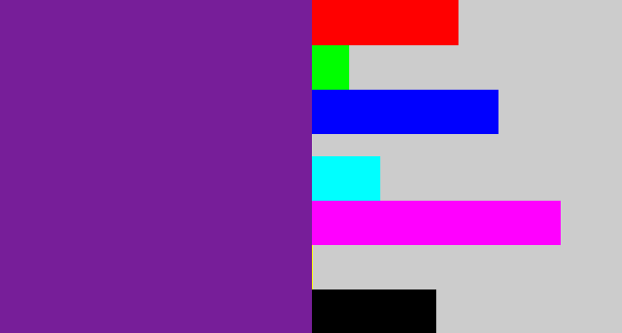 Hex color #771e99 - purple