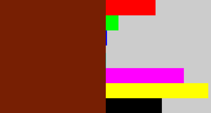 Hex color #771f03 - chestnut