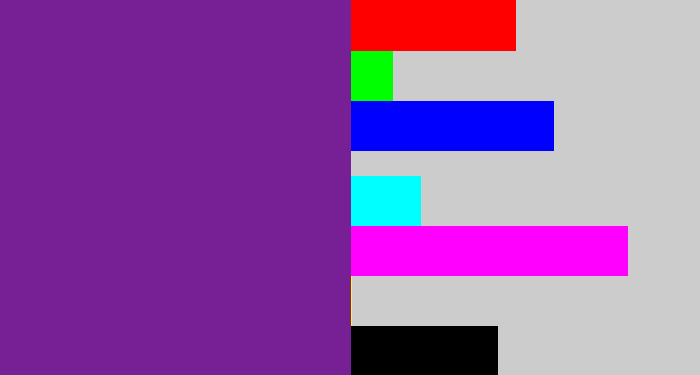 Hex color #771f94 - purple