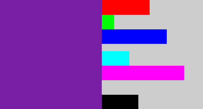 Hex color #771fa2 - purple