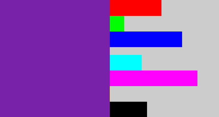 Hex color #7722a8 - purple