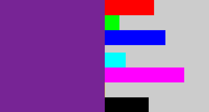 Hex color #772495 - purple