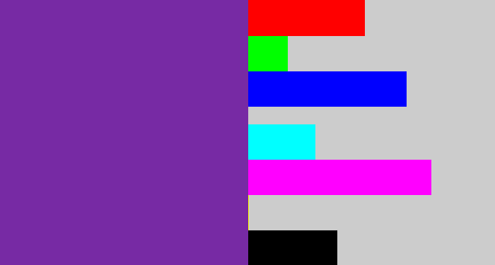 Hex color #772aa4 - purple
